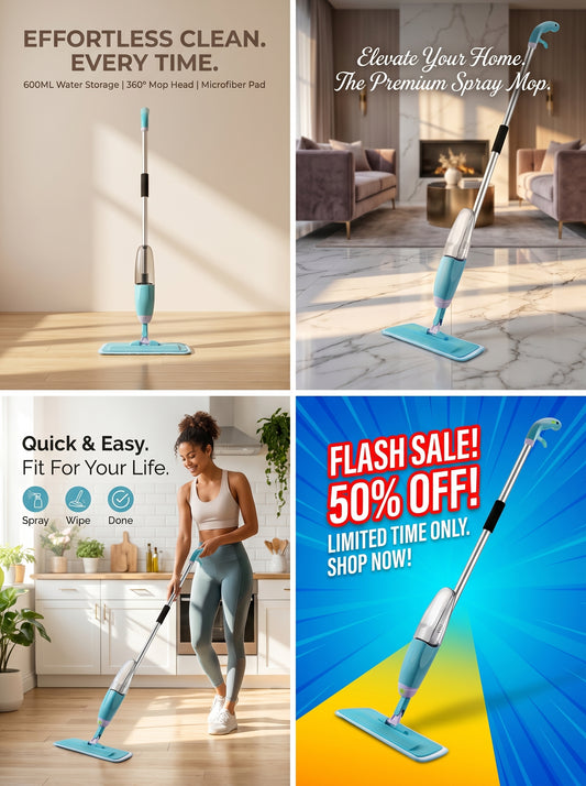 2-in-1 Spray Mop Floor Cleaner – Easy Cleaning Microfiber Mop with Water Spray