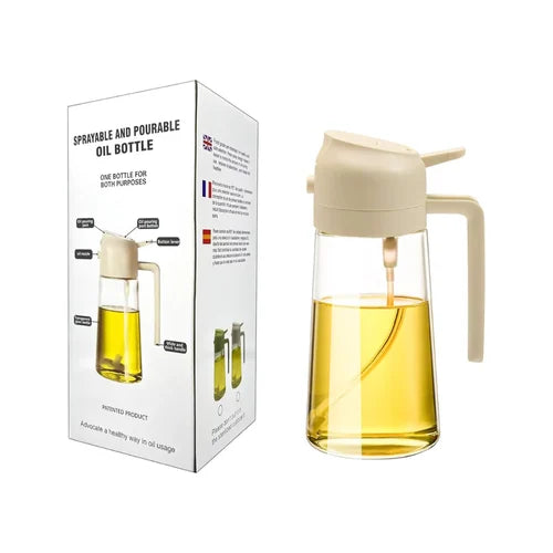 2 in 1 oil dispenser , Cooking Oil Glass Bottle Spray, 500ml, Fine Mist