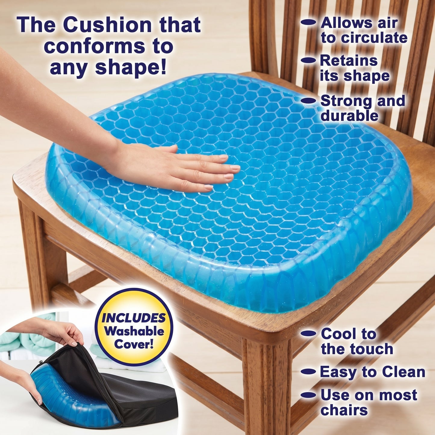 Egg Sitter Gel Cushion – Ergonomic Breathable Seat Cushion for Office Chair, Car & Home