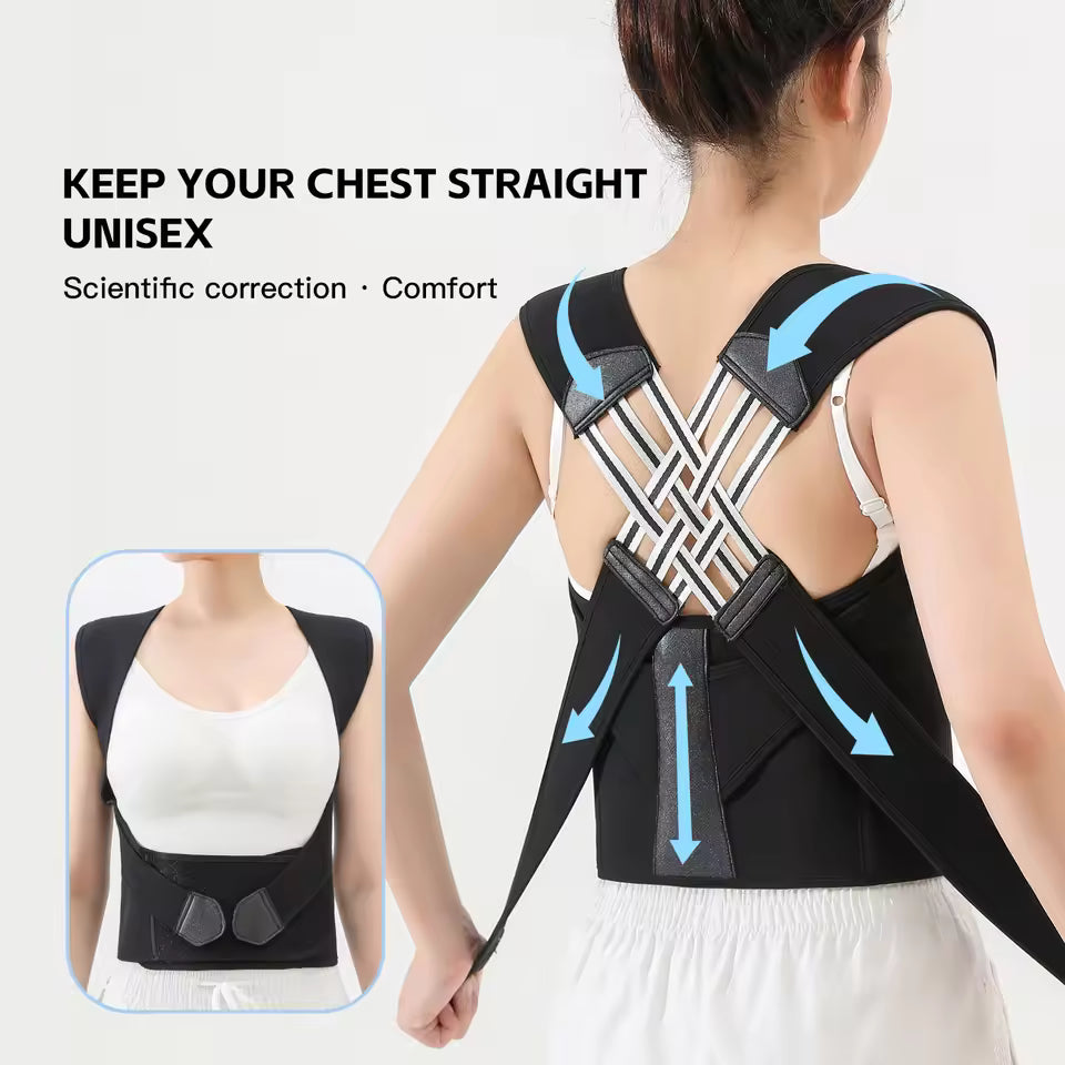 Posture Corrector Belt for Men & Women – Adjustable Back Support Brace for Straight Spine, Pain Relief & Confidence Boost (14 Days Visible Effect)