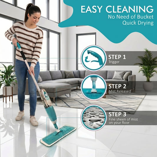 2-in-1 Spray Mop Floor Cleaner – Easy Cleaning Microfiber Mop with Water Spray