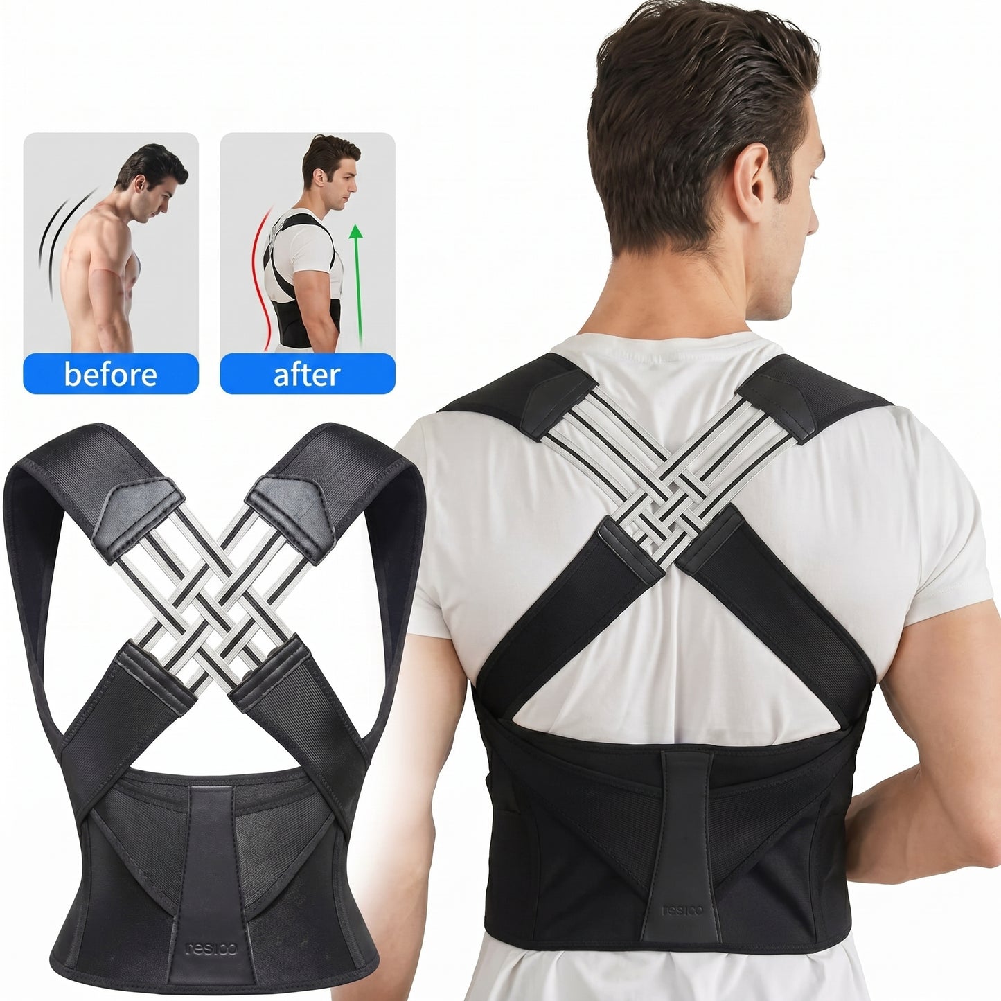 Posture Corrector Belt for Men & Women – Adjustable Back Support Brace for Straight Spine, Pain Relief & Confidence Boost (14 Days Visible Effect)