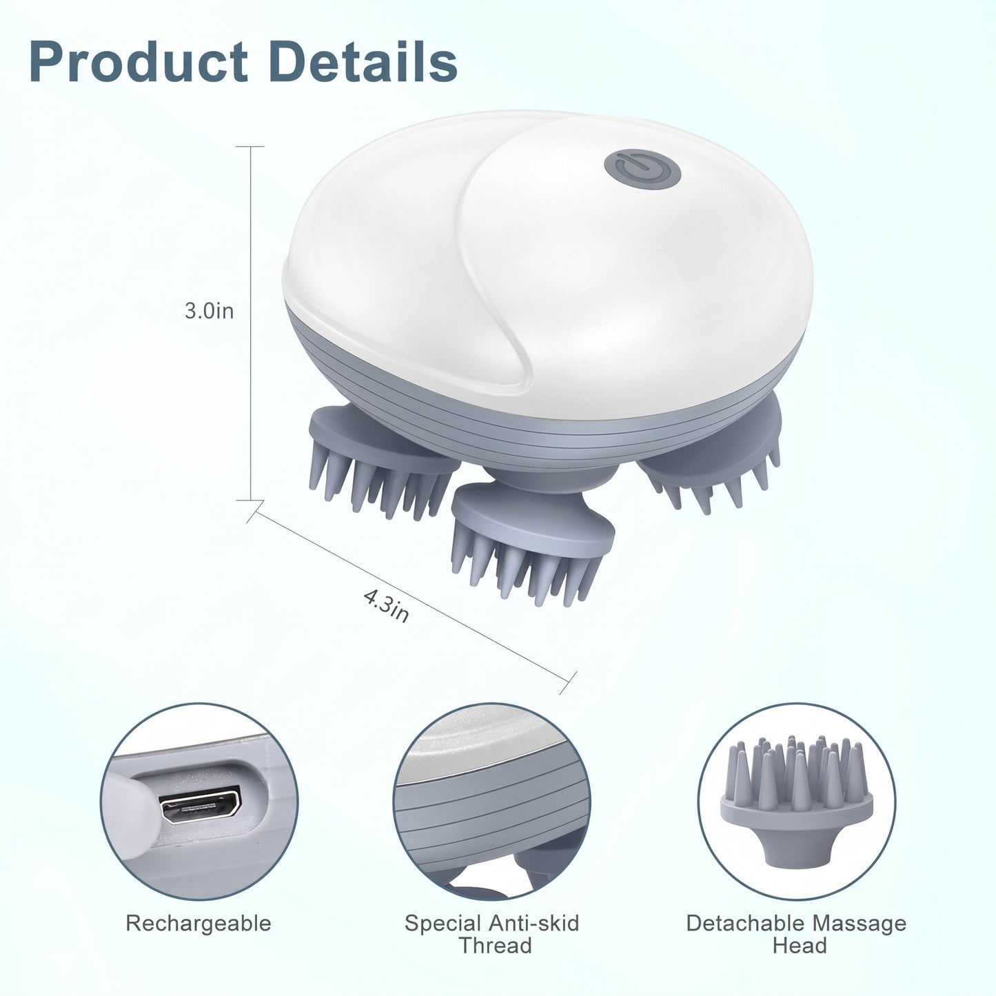 Electric Scalp Massager, Head Massager Scalp with 4 Removable Massage Claws