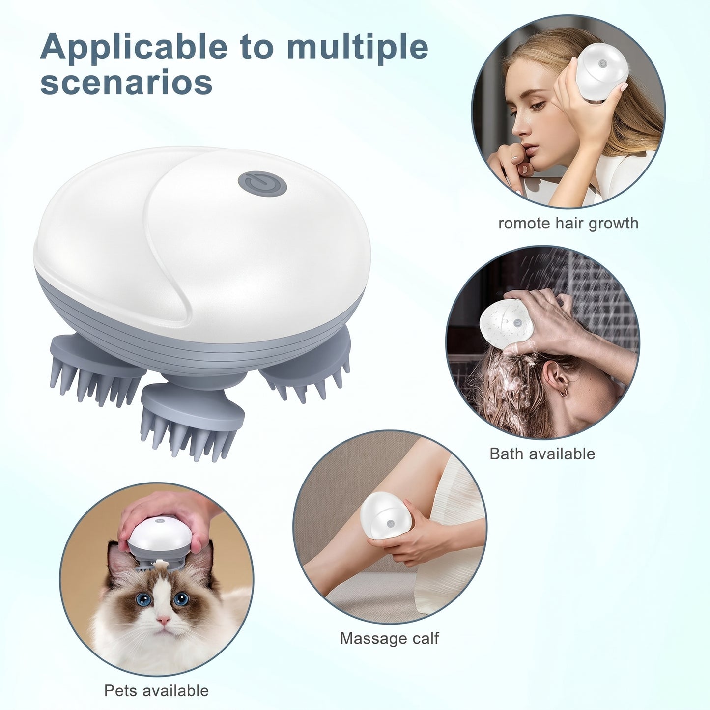 Electric Scalp Massager, Head Massager Scalp with 4 Removable Massage Claws