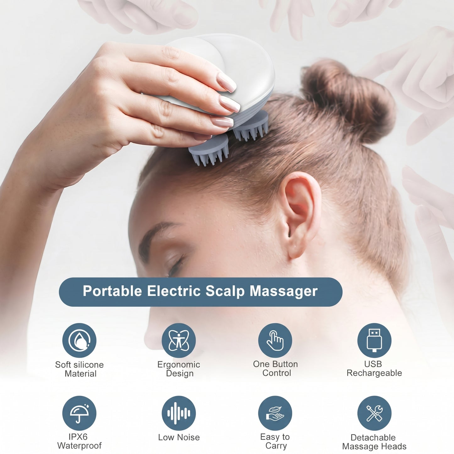 Electric Scalp Massager, Head Massager Scalp with 4 Removable Massage Claws