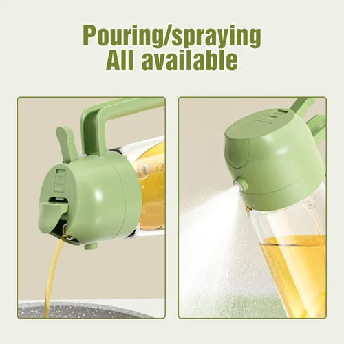 2 in 1 oil dispenser , Cooking Oil Glass Bottle Spray, 500ml, Fine Mist