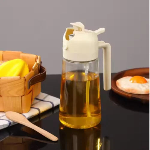 2 in 1 oil dispenser , Cooking Oil Glass Bottle Spray, 500ml, Fine Mist
