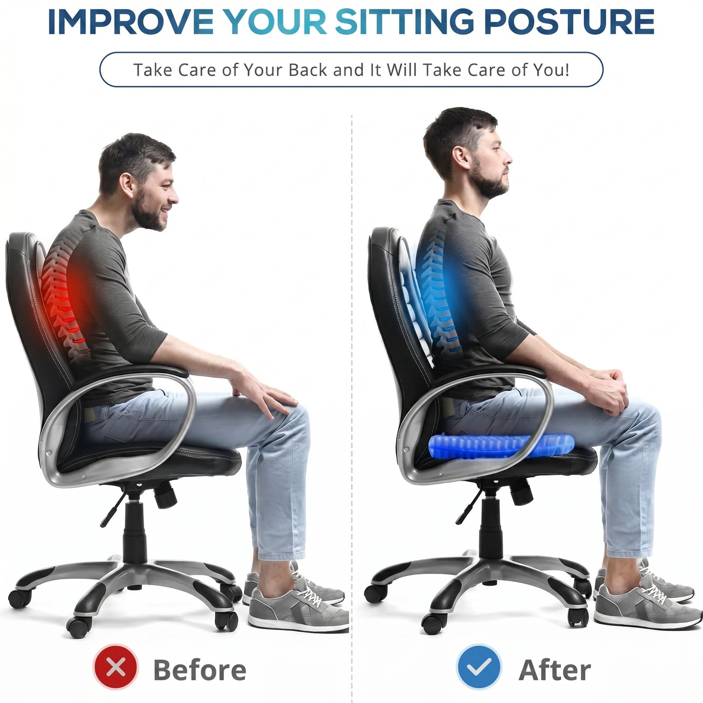 Egg Sitter Gel Cushion – Ergonomic Breathable Seat Cushion for Office Chair, Car & Home