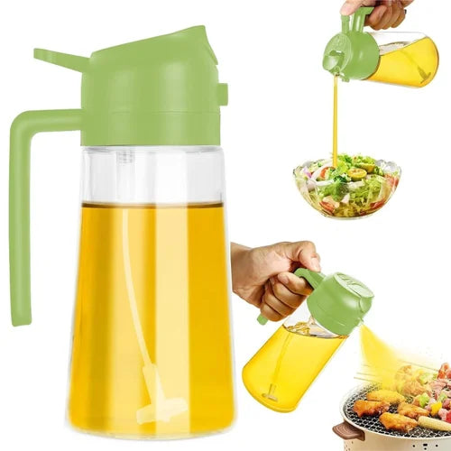 2 in 1 oil dispenser , Cooking Oil Glass Bottle Spray, 500ml, Fine Mist
