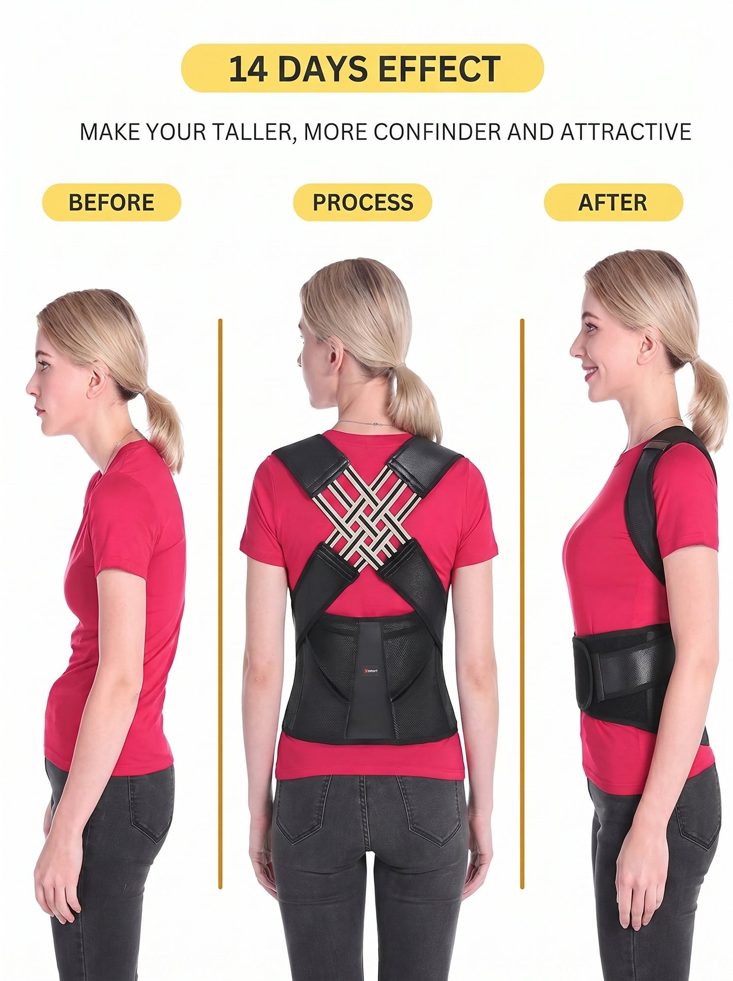 Posture Corrector Belt for Men & Women – Adjustable Back Support Brace for Straight Spine, Pain Relief & Confidence Boost (14 Days Visible Effect)