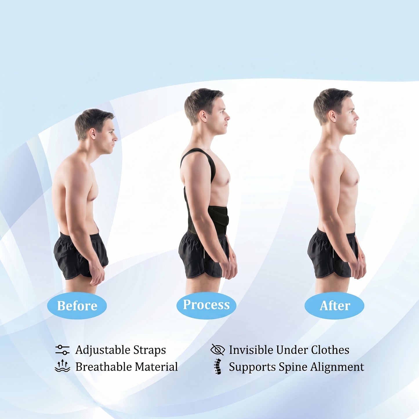 Posture Corrector Belt for Men & Women – Adjustable Back Support Brace for Straight Spine, Pain Relief & Confidence Boost (14 Days Visible Effect)